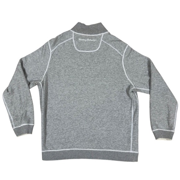 Tommy Bahama 1/4 Zip Pullover Mens Medium Gray Sweater Quarter Zip Golf Contrast - Picture 3 of 8